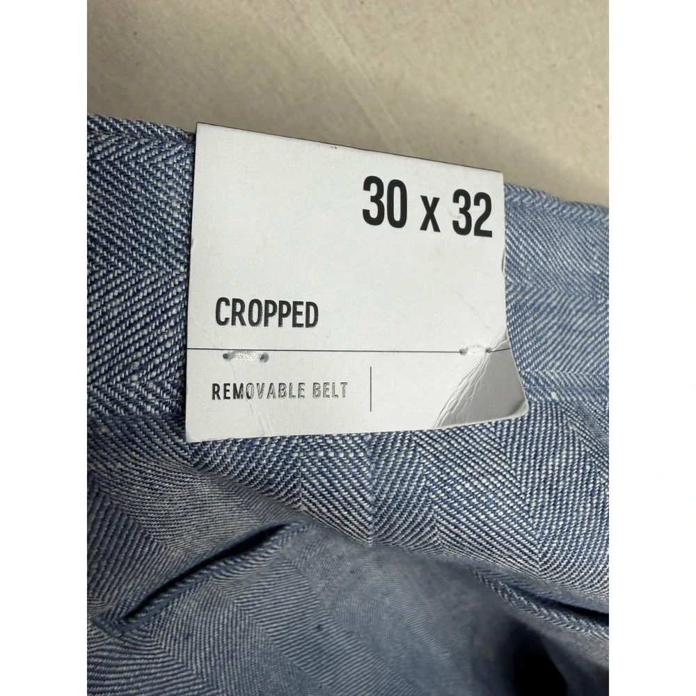New Express Men's Cropped Removable Belt High Rise Paper bag Pants‎ Size 30 x 32